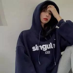 여자 싱귤러 스티치기모 스탠다드핏 후드 티셔츠 후디 후드