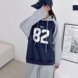 오버핏후드티 GAA ND746 여자 겨울 오버핏 82 기모 배색 후드티