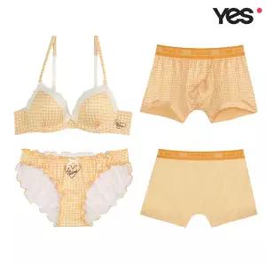 [롯데백화점]예스 옐로우 체크 커플속옷SET1 YSWBZ801YSWPZ801YSMDZ801