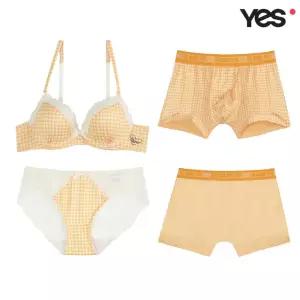[롯데백화점]예스 옐로우 체크 커플속옷SET3 YSWBZ801YSWPZ803YSMDZ801