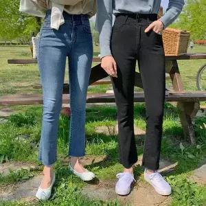 핫핑 [사계절/하이웨스트] 메이린 속밴딩스판부츠컷청바지 (25~36)
