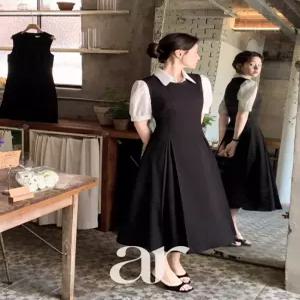 (국내제작) (MADE/미니롱/여름하객룩) 2기장 뷔스티에 핀턱 A라인 나시원피스 뷔스티에원피스 op15632