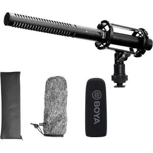 보야 BOYA XLR 샷건 마이크 BY-BM6060 카메라 DSLR용 쇼크마운트 윈드스크린 비디오 인터뷰용 외부 콘덴서