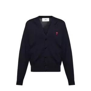 [국내발송] 아미 하트 로고 메리노 울 가디건 네이비 BFHKC111 KN0025 430