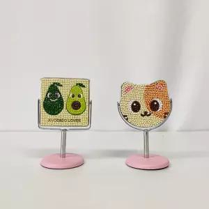 아보카도 고양이 스탠드 거울 보석 십자수 만들기 1인용/DIY/비즈/공예용/공예/세트/패키지/방과후/취미용