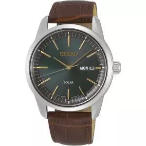 세이코 시계 워치 남성 Seiko SNE529 Solar Quartz Watch Sapphire Glass Brown Leather Band Mens Oversea