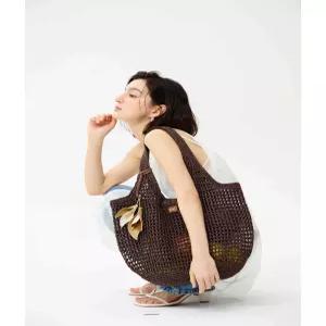 [백화점 정품] 닥스 ACC [미니거울]브라운 라피아 꼬임 메쉬 숄더백 L DCBA6E590