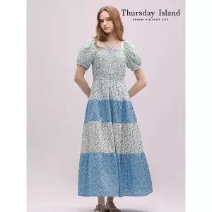 [써스데이아일랜드][Thursday Island] 스퀘어넥 플라워 롱 원피스(T244MOP277W)