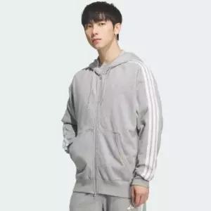 매장정품 ADIDAS 아디다스 에센셜 플러스 루즈 핏 3-스트라이프 프렌치 테리 전장 지퍼 후디 KF3709 KF3709