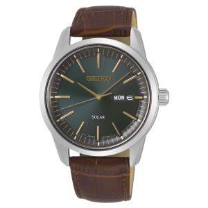 [세이코] SEIKO 솔라 쿼츠 시계 SNE529 사파이어 유리 브라운 가죽 밴드 남성 해외 모델 [병행 수입품]