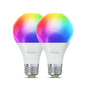 나노리프 스마트 전구, 알렉사 및 홈과 함께 작동하는 매터 LED 1000lm 16M RGBTW 색상 변경 음악 동기화 A19 E26 2 4GHz WiFi 블루투스 전구 60W, 2PK