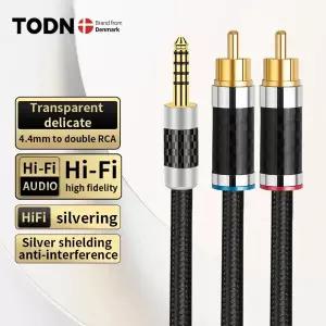 TODN HIFI OFC 실버 도금 4.4mm - 2RCA Aux 오디오 케이블 고급 4.4mm 잭 - 2RCA 케이블 헤드폰 스피커 앰