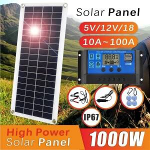 20W-1000W 태양 전지 패널 12V 100A 컨트롤러 휴대폰 RV 자동차 MP3 패드 충전기 야외 배터리 공급 캠핑