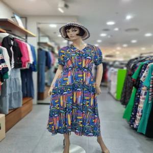 베네통/애플아울렛/컬러 패턴 브이넥 원피스/BAOPE2531