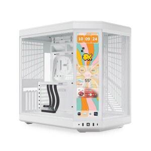 HITE Y70 터치 인피니트 듀얼 챔버 ATX 미드 타워 모던 에스테틱 케이스 통합 2.5K LCD 터치스크린 - 백설공주