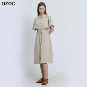 [오조크(OZOC)] 러플 소매 카라 원피스 (택가격: 117600원)