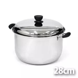 키친아트 3중바닥 스텐 곰솥 28cm 들통 냄비/찜통/대용량/사골국/육수/대형/곰국/국솥/가정/업소/식당/음식