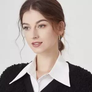 블라우스 카라 레이어드 터틀넥 넥워머 반목 페이크 쉬폰 풀오버 목폴라