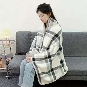 양면 방한 무릎 수면 망토 극세사 어깨 담요 포근한 똑딱이담요 망토담요 극세사담요