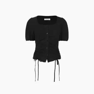 [에고이스트][BLUE LABEL] 스트링 셔링 볼륨 블라우스 ES2OBL05