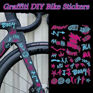 UV 투명 스티커 자전거 프레임 상단 튜브 화려한 그래피티 DIY 사이클링 로드 MTB 모토 바디 헬멧 데칼 액