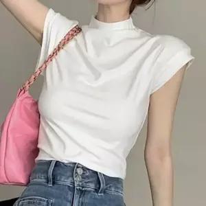 친절한탄씨 반팔티셔츠 목폴라 반목티 시보리 티셔츠 레이어드 데일리 캐주얼 의류 페미닌 목폴라티