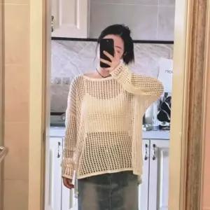 친절한탄씨 그물 망사 니트 시스루 루즈핏 니트티 얇은니트 펀칭 라운드 레이어드 시스루니트