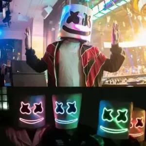 할로윈 LED DJ 마스크 실물 같은 Marshmello 통기성 헬멧 내구성 축제 파티 소품 프레
