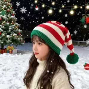 크리스마스 모자 산타 의상 스타일 축제용 비니 야외 활동용 휴일 파티 장식 및 가족을 위한 선물