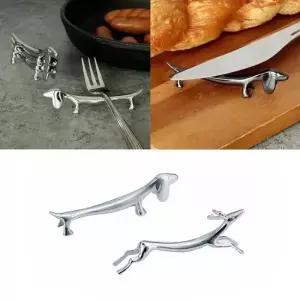 저녁 식사 테이블 용품 아연 합금 칼 브래킷 홀더 실버 새끼 사슴/작은 개 모양 수납 귀여운 식기 랙