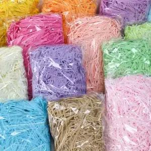 20/50g 다채로운 라피아 파쇄 된 종이 사탕 상자 DIY 선물 작성 재료 조직 웨딩 파티 포장 필러 장식