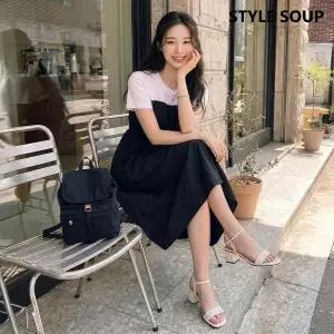 [SOUP] 레이어드 드로스트링 반팔 원피스 (SC4OPH2)