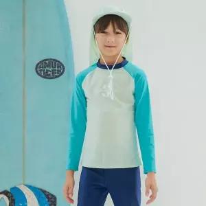 매장정품 ICESAND 주니어 아동 남아 래쉬가드 플랩캡 초등학생 수영복세트 BR-355115