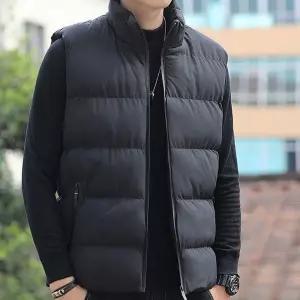 남성 베이직 하이넥 패딩 조끼 베스트 블랙 [ATE329]