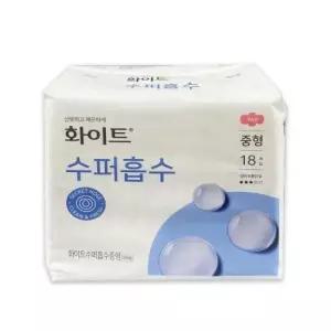 화이트시크릿홀 화이트 수퍼흡수 중형 18개입 생리대 -O