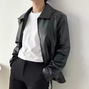 바이커자켓 비건레더 싱글카라 오버핏 자켓