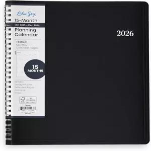 블루 스카이 2026 15개월 월간 플래너 캘린더 2025년 10월 - 2026년 12월 8인치 x 10인치 내구성이 뛰어난