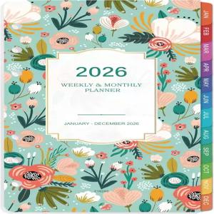 2026 플래너 리필 - 1월부터 12월까지 6개의 구멍이 뚫린 주간 월간 3.8인치 x 6.4인치 포켓 캘린더 삽입물