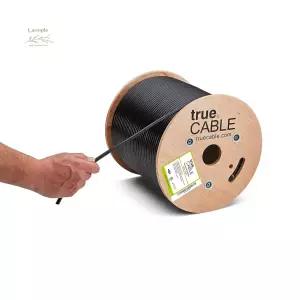 trueCABLE RG6 듀얼 쉴드 동축 500피트 블랙 라이저 정격 CMR/CATVR/CL2 베어 구리 도체 케이블 3GHz 스윕
