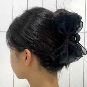 왕집게핀 쉬폰 헤어집게핀 왕리본 블랙