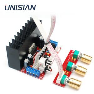 UNISIAN 2.1 채널 오디오 파워 앰프 보드 베이스 트레블 사운드 볼륨 컨트롤 DIY 키트 회로 기판 TDA7377