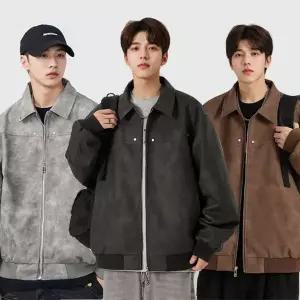 [하프클럽/다잇템]남자 FW 워싱 가죽 박시핏 집업 그런지 자켓