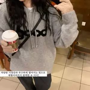 친절한탄씨 후드티 여성 니트 가을 겨울 긴팔 티셔츠 데일리 여유핏 홈웨어 니트 겨울 후드티 긴팔