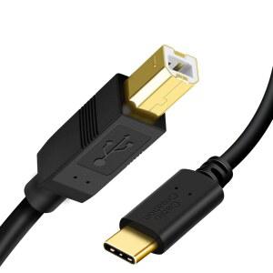 CableCreation USB B to C 프린터 케이블 6.6FT 애플호환 Pro Air용 Type 코드 Yamaha Casio 디지털 피아노용 MIDI 키보드 DJ 컨트롤러 DAC 아이패드호환 - 2M Black