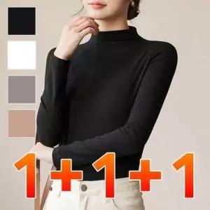 친절한탄씨 터틀넥 긴팔 티셔츠 여성 반목 이너 폴라 목티 겨울 홈웨어 목폴라 여성반폴라 이너목폴라
