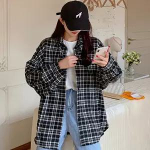 여성용 루즈핏 체크 셔츠 여리여리 캐주얼 남방 2컬러
