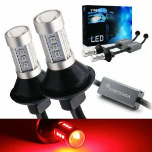 SYNETICUSA 7443 오류 없는 캔버스 레디 레드 LED 브레이크 주차 테일 스톱 방향 지시등 전구 DRL 주차 램프가 내장 저항과 일체형으로 작동합니다