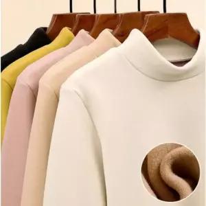 친절한탄씨 목티 기모 폴라티 겨울 이너 티셔츠 융기모 반폴라 티셔츠 폴라티 여성목티 기모티셔츠