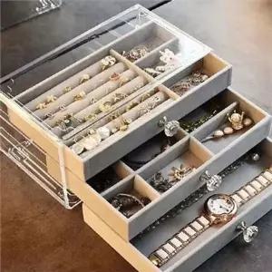 아크릴 보석함 3단 보석함 투명 서랍형 액세서리함 목걸이 반지 ...