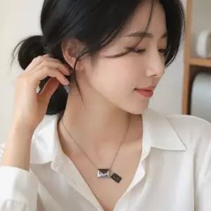 써지컬 스틸 커플 목걸이 이니셜 펜던트 기념일 선물용 남자 여자 주얼리 써지컬 커플선물